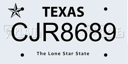 CJR8689 Texas License Plate