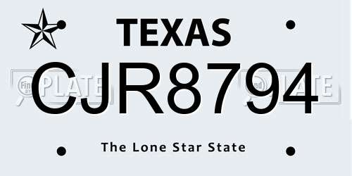 CJR8794 Texas License Plate