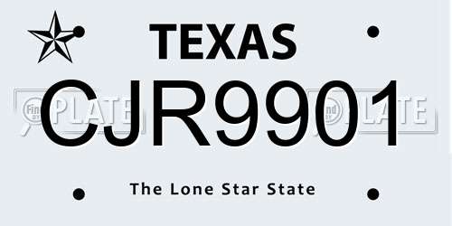 CJR9901 Texas License Plate