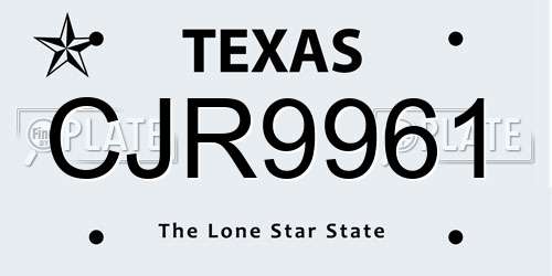 CJR9961 Texas License Plate