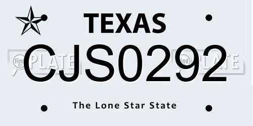 CJS0292 Texas License Plate
