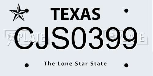 CJS0399 Texas License Plate