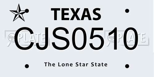 CJS0510 Texas License Plate