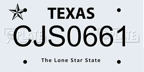 CJS0661 Texas License Plate