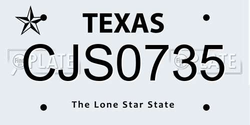 CJS0735 Texas License Plate