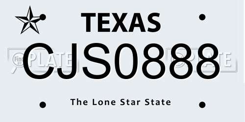 CJS0888 Texas License Plate