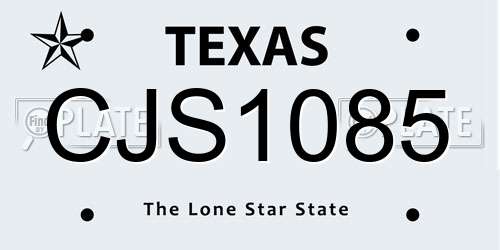 CJS1085 Texas License Plate