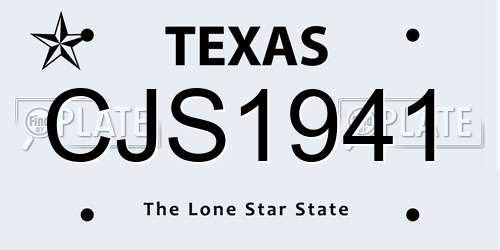 CJS1941 Texas License Plate