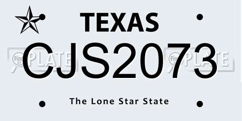 CJS2073 Texas License Plate