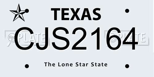 CJS2164 Texas License Plate