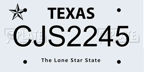 CJS2245 Texas License Plate