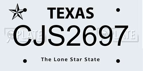 CJS2697 Texas License Plate