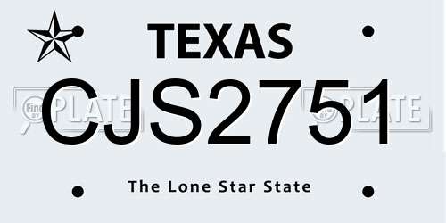 CJS2751 Texas License Plate