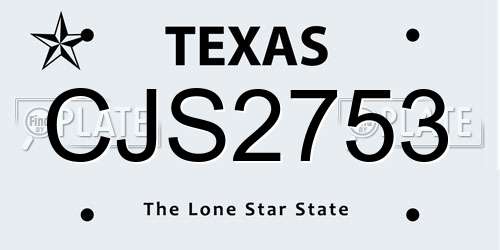 CJS2753 Texas License Plate