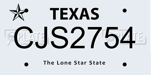 CJS2754 Texas License Plate