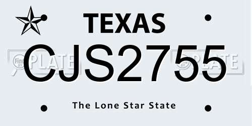 CJS2755 Texas License Plate
