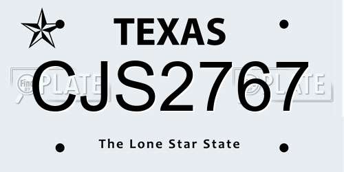 CJS2767 Texas License Plate