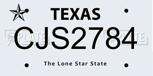 CJS2784 Texas License Plate