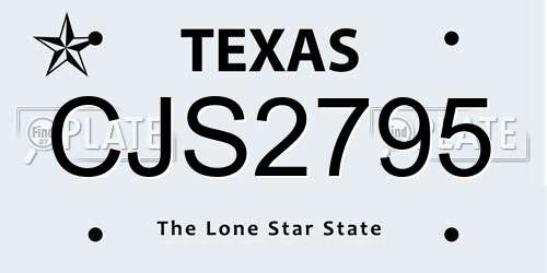 CJS2795 Texas License Plate