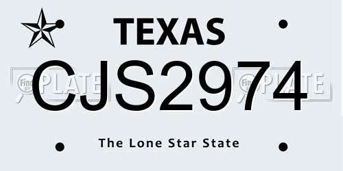 CJS2974 Texas License Plate
