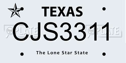 CJS3311 Texas License Plate