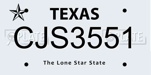CJS3551 Texas License Plate