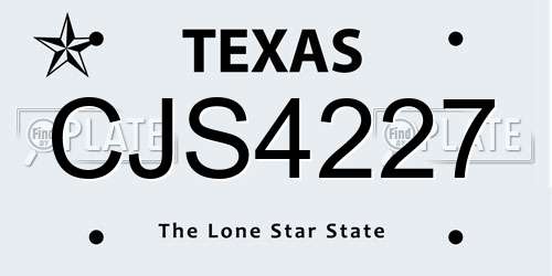 CJS4227 Texas License Plate