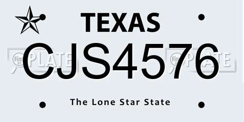 CJS4576 Texas License Plate