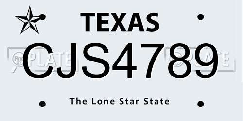 CJS4789 Texas License Plate