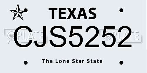 CJS5252 Texas License Plate