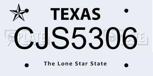 CJS5306 Texas License Plate