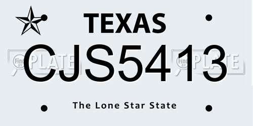 CJS5413 Texas License Plate