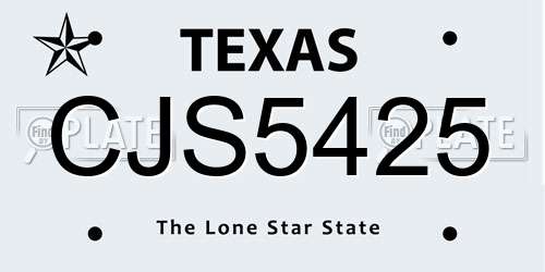 CJS5425 Texas License Plate