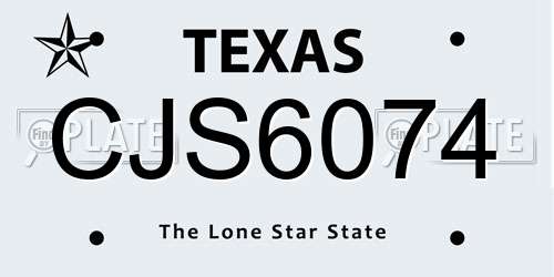 CJS6074 Texas License Plate