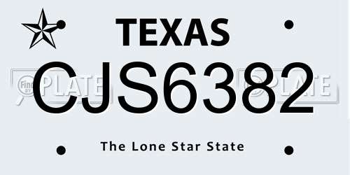 CJS6382 Texas License Plate
