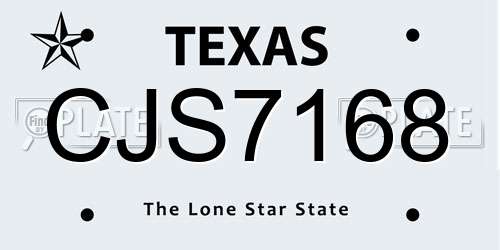 CJS7168 Texas License Plate