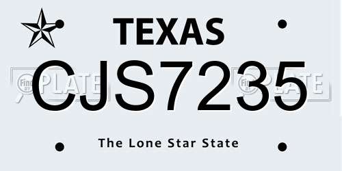 CJS7235 Texas License Plate