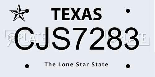 CJS7283 Texas License Plate