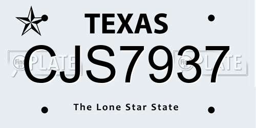 CJS7937 Texas License Plate