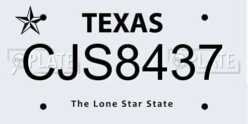 CJS8437 Texas License Plate