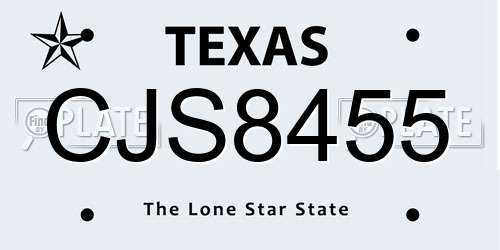 CJS8455 Texas License Plate