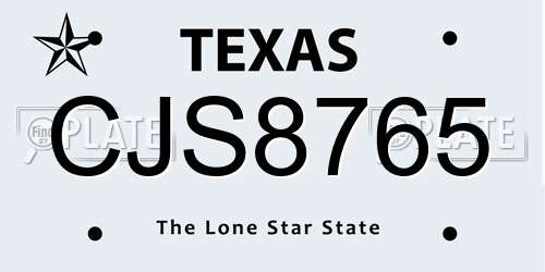 CJS8765 Texas License Plate
