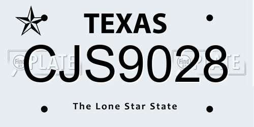 CJS9028 Texas License Plate