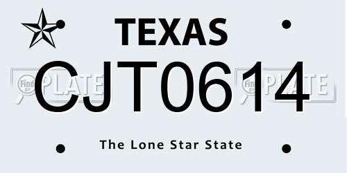 CJT0614 Texas License Plate