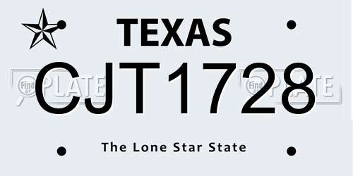 CJT1728 Texas License Plate
