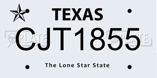 CJT1855 Texas License Plate