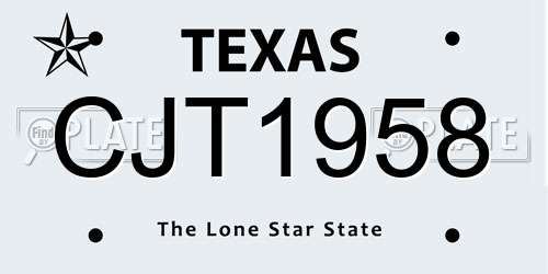 CJT1958 Texas License Plate