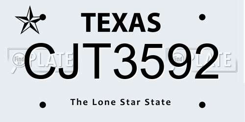 CJT3592 Texas License Plate