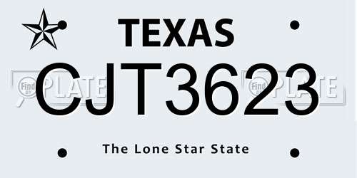 CJT3623 Texas License Plate