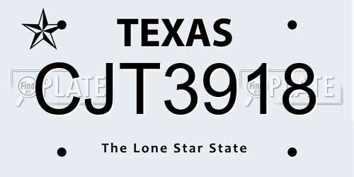 CJT3918 Texas License Plate